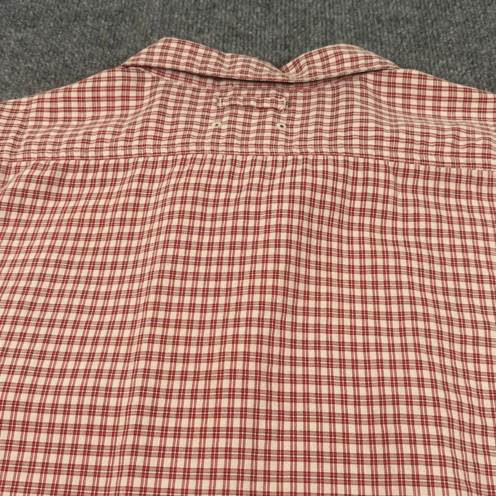 The North Face Men's XL‎ Red White Plaid Checkered Short Sleeve Button Shirt